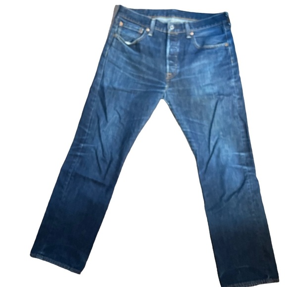 Levi’s button fly straight leg distressed jeans size 33x30 unisex - Picture 3 of 16